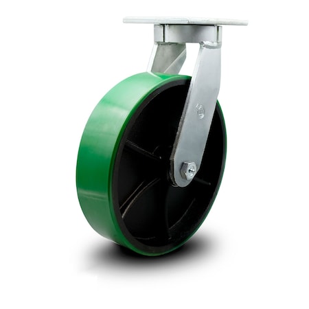 Service Caster 12 Inch Extra Heavy Duty Green Poly on Cast Iron Wheel Swivel Top Plate Caster SCC-KP92S1230-PUR-GB